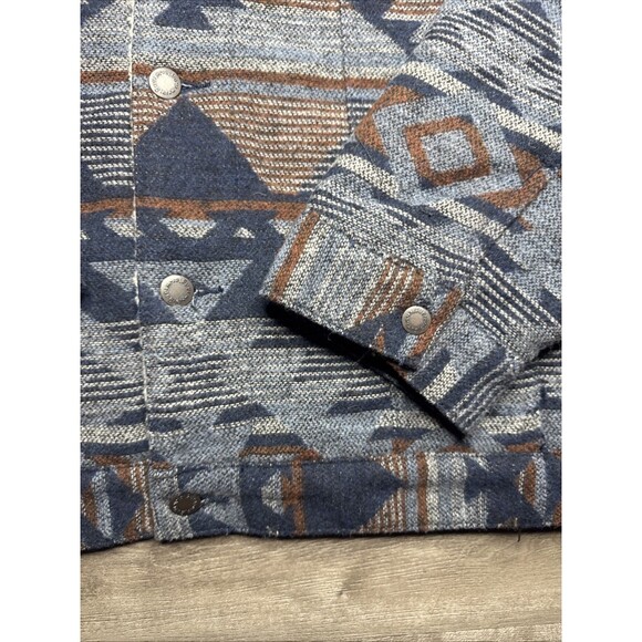 Wrangler Sherpa Lined Jacquard Jacket XL Pageant Blue Western Vintage Style - Picture 6 of 9